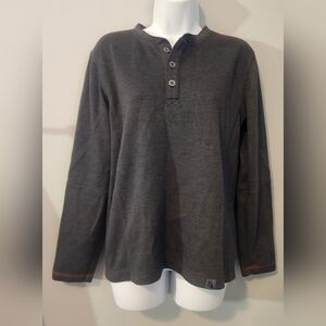 LL BEAN MEN'S HENLEY SHIRT WOOL BLEND ELBOW PATCHES GRAY SMALL